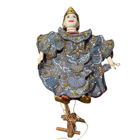Wood Burmese Puppet Marionette Hand Carved Doll Collectible - Picture 2 of 7
